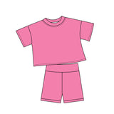 Preorder MOQ 5 Pcs Each Style Solid Color Colorful Cotton Girls Shorts Outfits