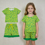 GSSO3812 Leopard Green Color Girls Shorts Set