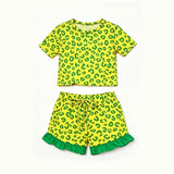 Preorder Samples GSSO3812 Leopard Yellow Girls Shorts Set