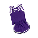 Preorder MOQ 5 Pcs Each Style Team Colors Solid Color Bows Girls Shorts Outfits