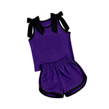 Preorder MOQ 5 Pcs Each Style Team Colors Solid Color Bows Girls Shorts Outfits