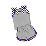 Preorder MOQ 5 Pcs Each Style Team Colors Solid Color Bows Girls Shorts Outfits
