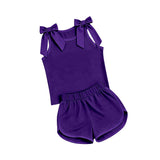 Preorder MOQ 5 Pcs Each Style Team Colors Solid Color Bows Girls Shorts Outfits