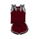 Preorder MOQ 5 Pcs Each Style Team Colors Solid Color Bows Girls Shorts Outfits