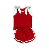 Preorder MOQ 5 Pcs Each Style Team Colors Solid Color Bows Girls Shorts Outfits