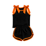 Preorder MOQ 5 Pcs Each Style Team Colors Solid Color Bows Girls Shorts Outfits