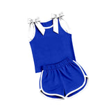 Preorder MOQ 5 Pcs Each Style Team Colors Solid Color Bows Girls Shorts Outfits
