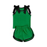 Preorder MOQ 5 Pcs Each Style Team Colors Solid Color Bows Girls Shorts Outfits