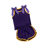 Preorder MOQ 5 Pcs Each Style Team Colors Solid Color Bows Girls Shorts Outfits