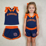 GSSO3828 Vinyl Team AUBURN Bows Girls Shorts Set