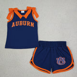 GSSO3828 Vinyl Team AUBURN Bows Girls Shorts Set