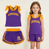 GSSO3832 Vinyl Team LOUISIANA Bows Girls Shorts Set