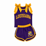 Preorder MOQ 5 Pcs Each Style Team Mascot Bows Girls Shorts Outfits