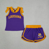 GSSO3832 Vinyl Team LOUISIANA Bows Girls Shorts Set