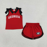 GSSO3834 Vinyl Team GEORGIA Bows Girls Shorts Set