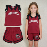 GSSO3835 Vinyl Team GAMECOCKS Bows Girls Shorts Set