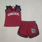 GSSO3835 Vinyl Team GAMECOCKS Bows Girls Shorts Set