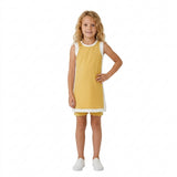 GSSO3845 Solid Color Yellow Yoga Girl's Dress Shorts Set