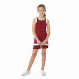GSSO3848 Solid Color Maroon Yoga Girl's Dress Shorts Set