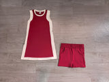 Preorder Samples GSSO3848 Solid Color Maroon Yoga Girl's Dress Shorts Set