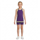 GSSO3849 Solid Color Purple Yoga Girl's Dress Shorts Set