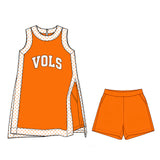 Preorder MOQ 5 pcs GSSO3852 School Team VOLS Yoga Girl's Dress Shorts Set