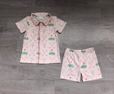 NO MOQ Preorder Samples Each Style Golf Print Girls Shorts Pajamas Sets Kids Matching Clothes