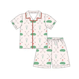 Preorder MOQ 5 pcs Each Style Golf Print Girls Shorts Pajamas Sets Kids Matching Clothes