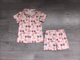 NO MOQ Preorder Samples Each Style Golf Print Girls Shorts Pajamas Sets Kids Matching Clothes