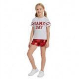 GSSO3870 Vinyl GAME DAY Red Leather Girls Shorts Set