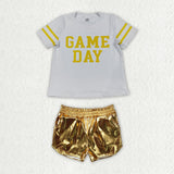 GSSO3872 Vinyl GAME DAY Golden Leather Girls Shorts Set