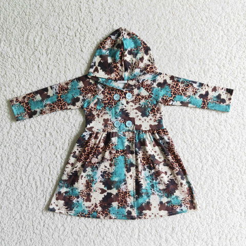 SALE GT0027 Western Buttons Hoodie Girl's Dress