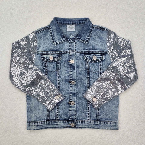 GT0148 Fashion Sequins Denim Blue Jacket