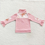 GT0218 Christmas Gingerbread Pink Plaid Zipper Pullover Girl's Shirt Top