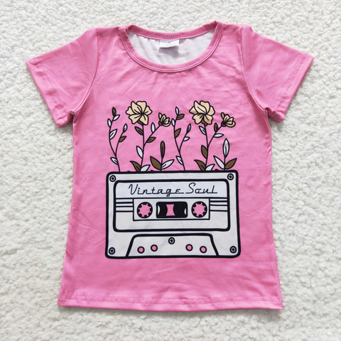GT0226 Vintage Soul Flower Pink Girl Shirt Top