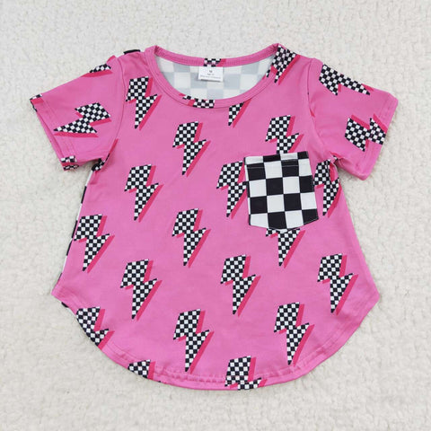 GT0227 Lightning Pink Plaid Girl Shirt Top