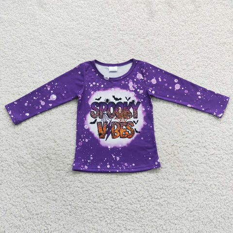 GT0234 Halloween Spooky Vibes Purple Girl Shirt Top