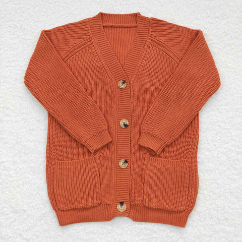 GT0242 Turmeric Knit Sweater Cardigan Girl's Coat