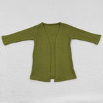 GT0244 Waffle Green Cardigan Girl's Coat