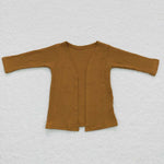 GT0245 Waffle Brown Cardigan Girl's Coat