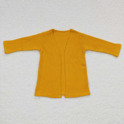 GT0246 Waffle Yellow Cardigan Girl's Coat