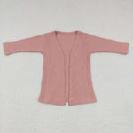 GT0248 Waffle Pink Cardigan Girl's Coat