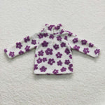 GT0265 Winter Fur Flower Zip Kids Sherpa Coat