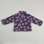 GT0269 Winter Fur Flower Zip Kids Sherpa Coat