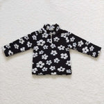 GT0270 Winter Fur Flower Zip Kids Sherpa Coat