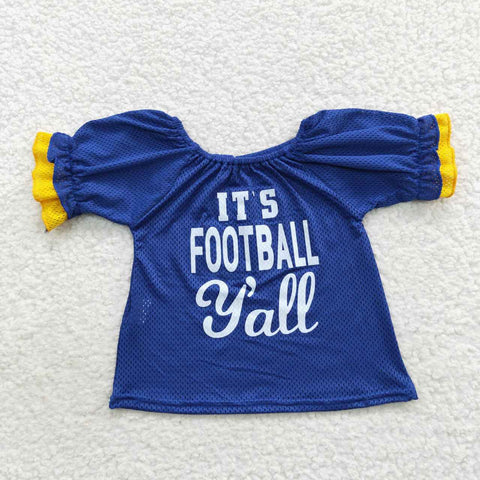 GT0273 It's football yall Blue sports top Girl Shirt Top