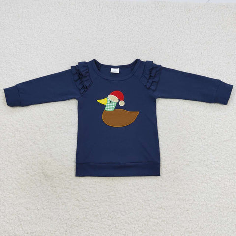 GT0281 embroidery Mallard Dark Blue Girl Shirt Top