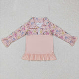GT0297 Princess Pink Zipper Pullover Girl Shirt Top