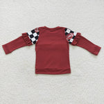 GT0300 Football Brown Ruffle Kids Girls Shirt Top