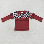 GT0300 Football Brown Ruffle Kids Girls Shirt Top